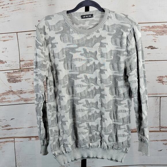Leif Nelson Sweater Textured Grey Camo XL - Picture 1 of 6
